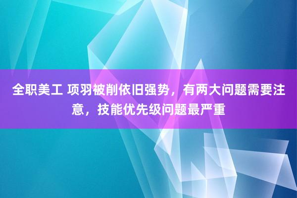 全职美工 项羽被削依旧强势，有两大问题需要注意，技能优先级问题最严重