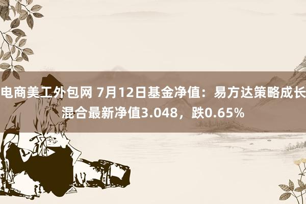 电商美工外包网 7月12日基金净值：易方达策略成长混合最新净值3.048，跌0.65%