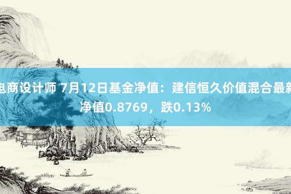 电商设计师 7月12日基金净值：建信恒久价值混合最新净值0.8769，跌0.13%