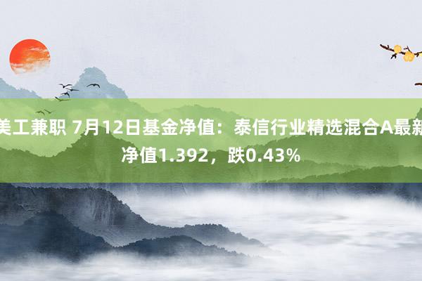 美工兼职 7月12日基金净值：泰信行业精选混合A最新净值1.392，跌0.43%