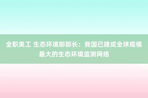 全职美工 生态环境部部长：我国已建成全球规模最大的生态环境监测网络